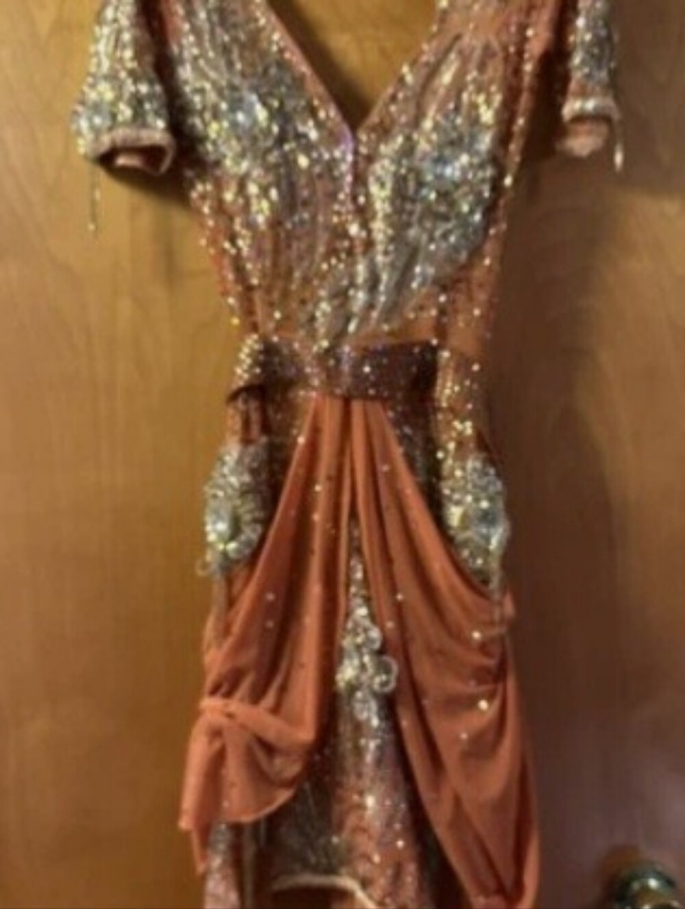 Sparkling Rust Rhythm/Latin Ballroom Draped Skirt